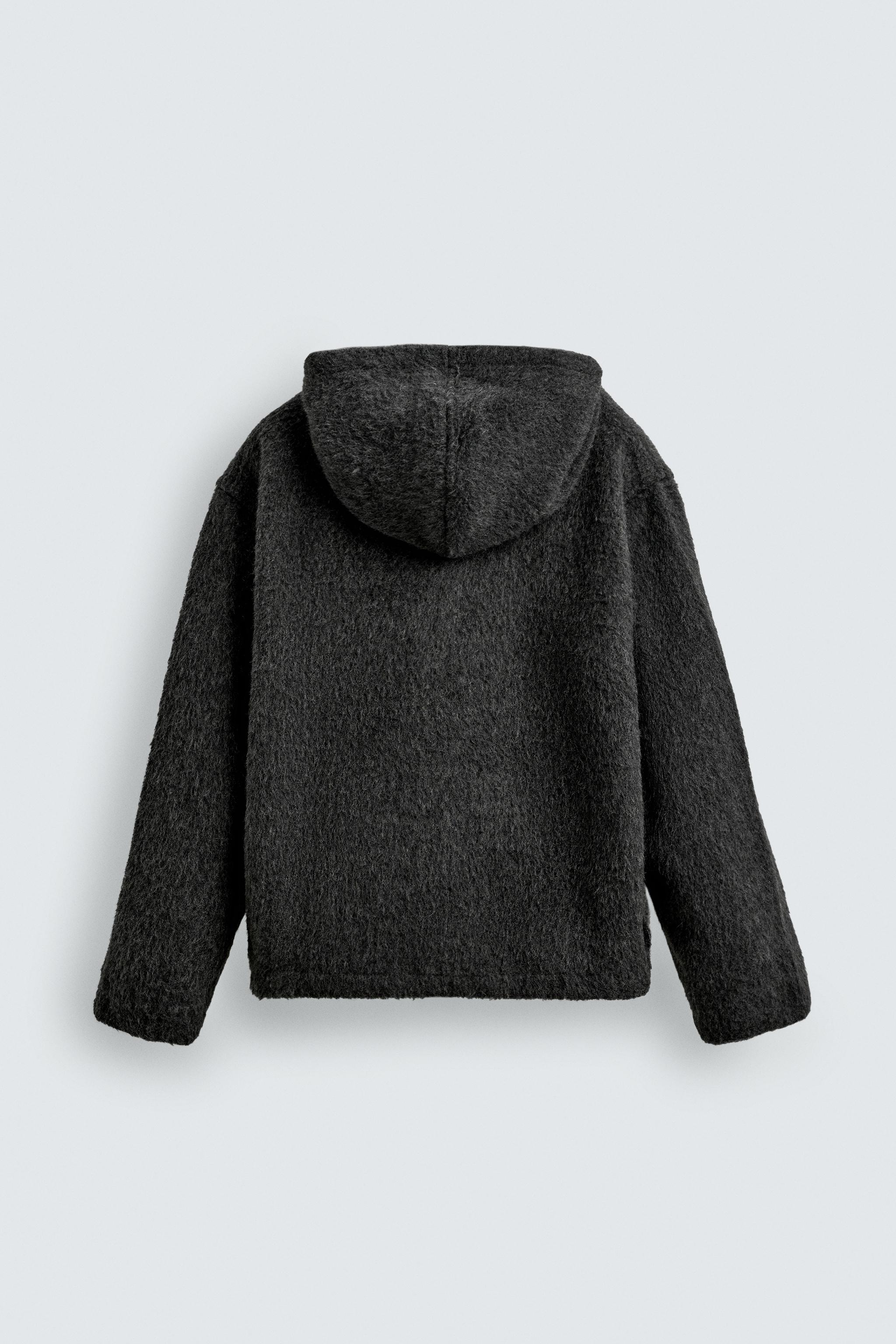 CAMISA AMPLA FAUX FUR COM CAPUZ - Preto | ZARA Brasil