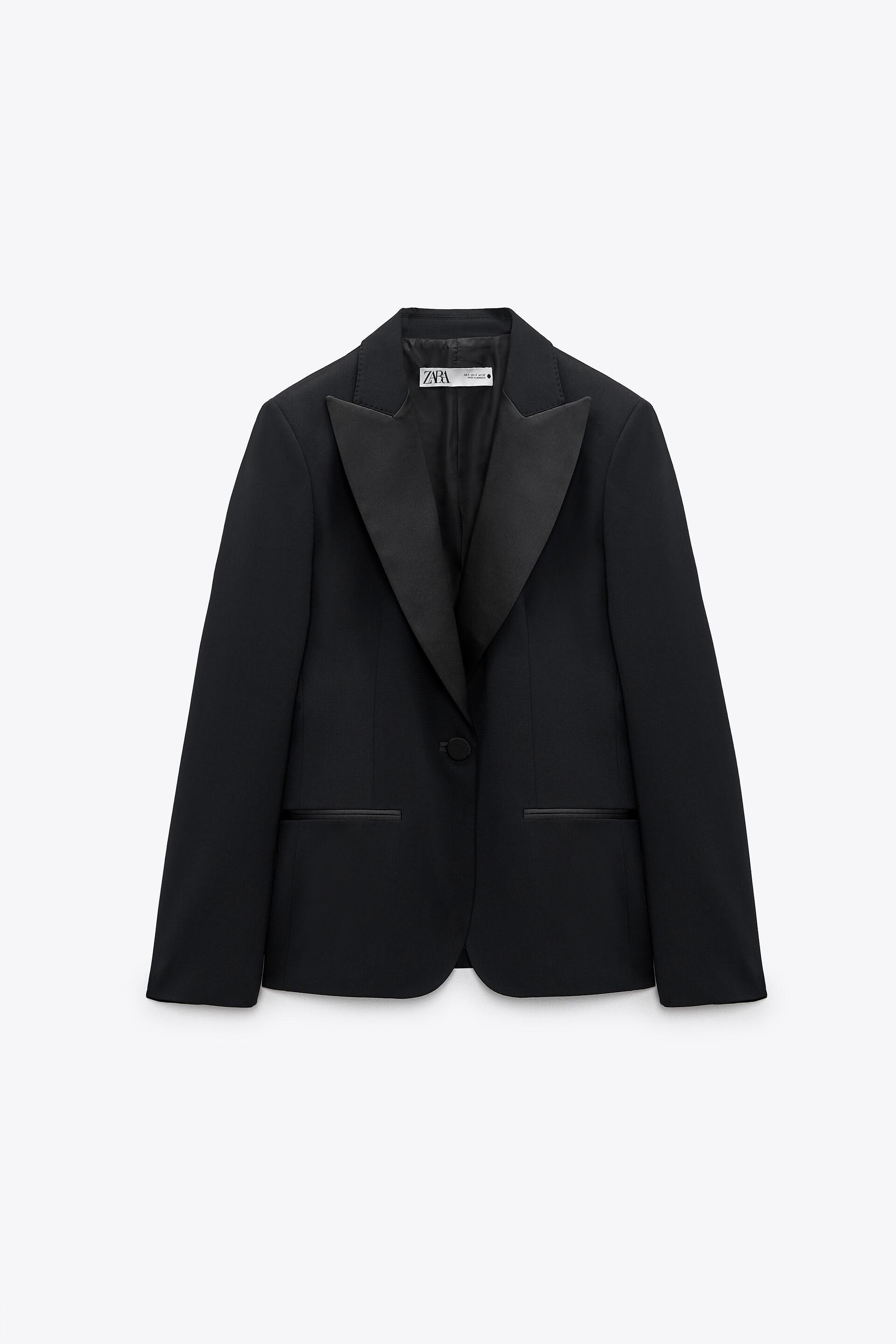 WOOL BLEND TUXEDO COLLAR BLAZER - Black | ZARA Ireland