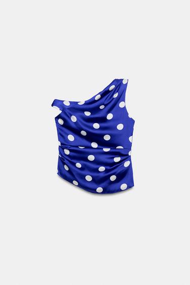 POLKA DOT TOP WITH BOW - Blue/White by Zara - Image 2