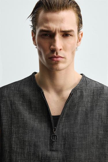 CAMISA TANK ALGODÓN - LINO - Negro / Blanco de Zara