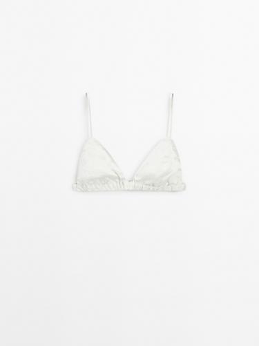 Sujetador triángulo satinado detalle goma - STUDIO - Crudo de Zara