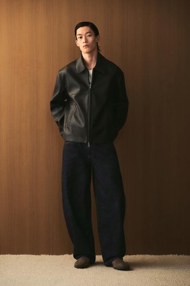 Zara 人造皮革夾克 - 黑色