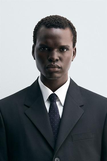 100% SILK JACQUARD TIE - Navy blue by Zara - Image 0