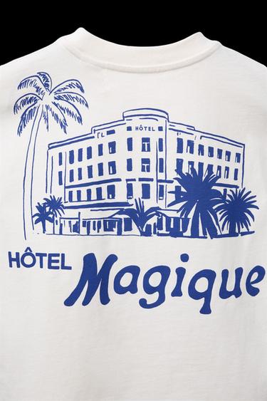 T-SHIRT MIT HÔTEL MAGIQUE © X ZARA-PRINT - Cremefarben von Zara