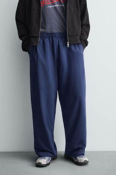 Zara TECHNICAL PANTS WITH STRIPES - Bluish