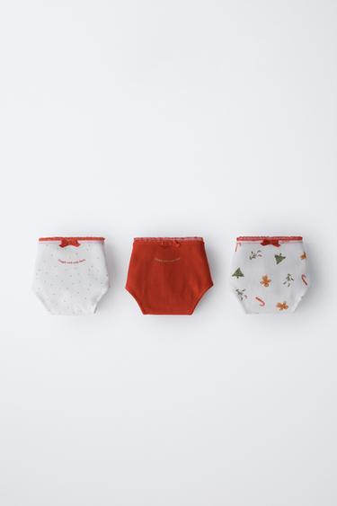 6-14 ANS/ LOT DE TROIS CULOTTES ARBRE ET BISCUIT - Écru / Rouge de Zara - Image 4