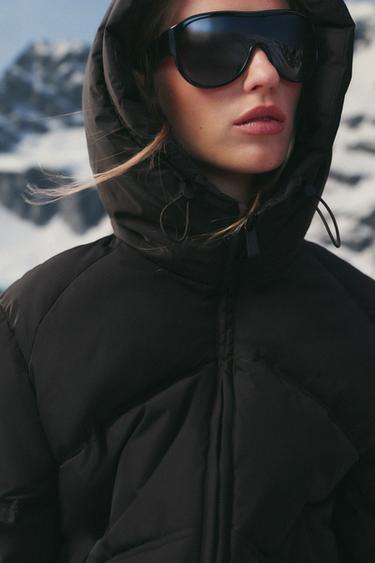 ANORAK MATELASSÉ À CAPUCHE DÉPERLANT ET COUPE-VENT - Noir de Zara