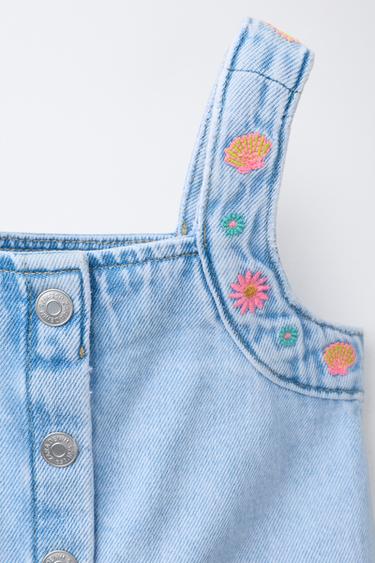 EMBROIDERED DENIM TOP - Blue by Zara - Image 2
