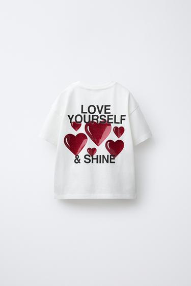 RUBBERISED SHINY PATCH T-SHIRT - Oyster-white by Zara - Image 1
