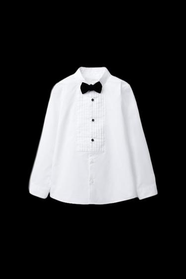 CAMISA PAJARITA VELVET DESMONTABLE - Blanco de Zara