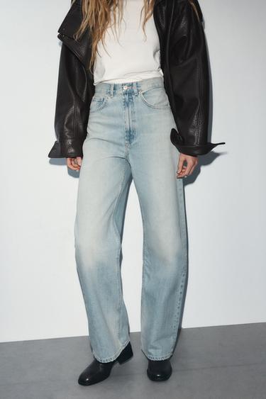 Zara TRF EXTRA WIDE LEG HIGH-WAIST JEANS - Aquamarine