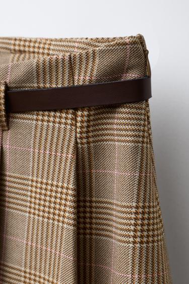 CHECK BELTED BERMUDA SKORT - Light beige by Zara - Image 2