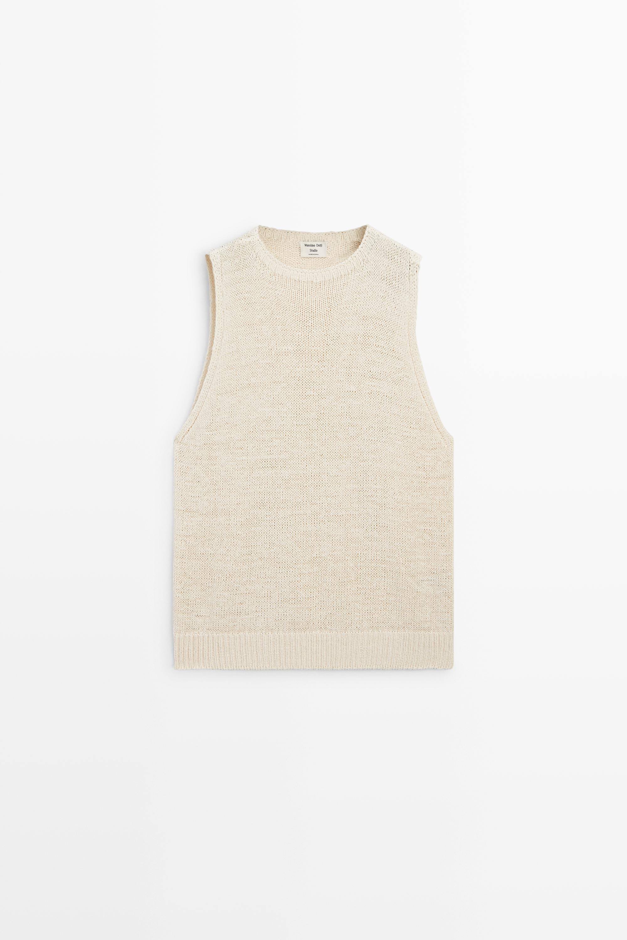 STUDIO Silk-Blend Knit Halter Top