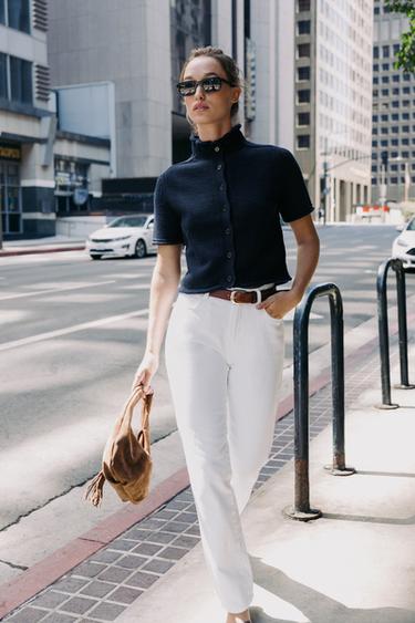 SHORT SLEEVE KNIT CARDIGAN - بحري الخاص بـ Zara - صورة 0
