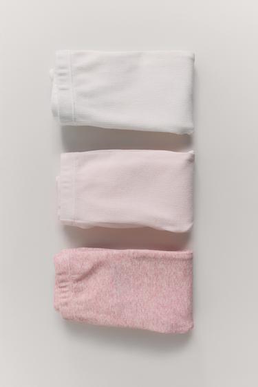 LOT DE TROIS LEGGINGS CÔTELÉS - Rose de Zara