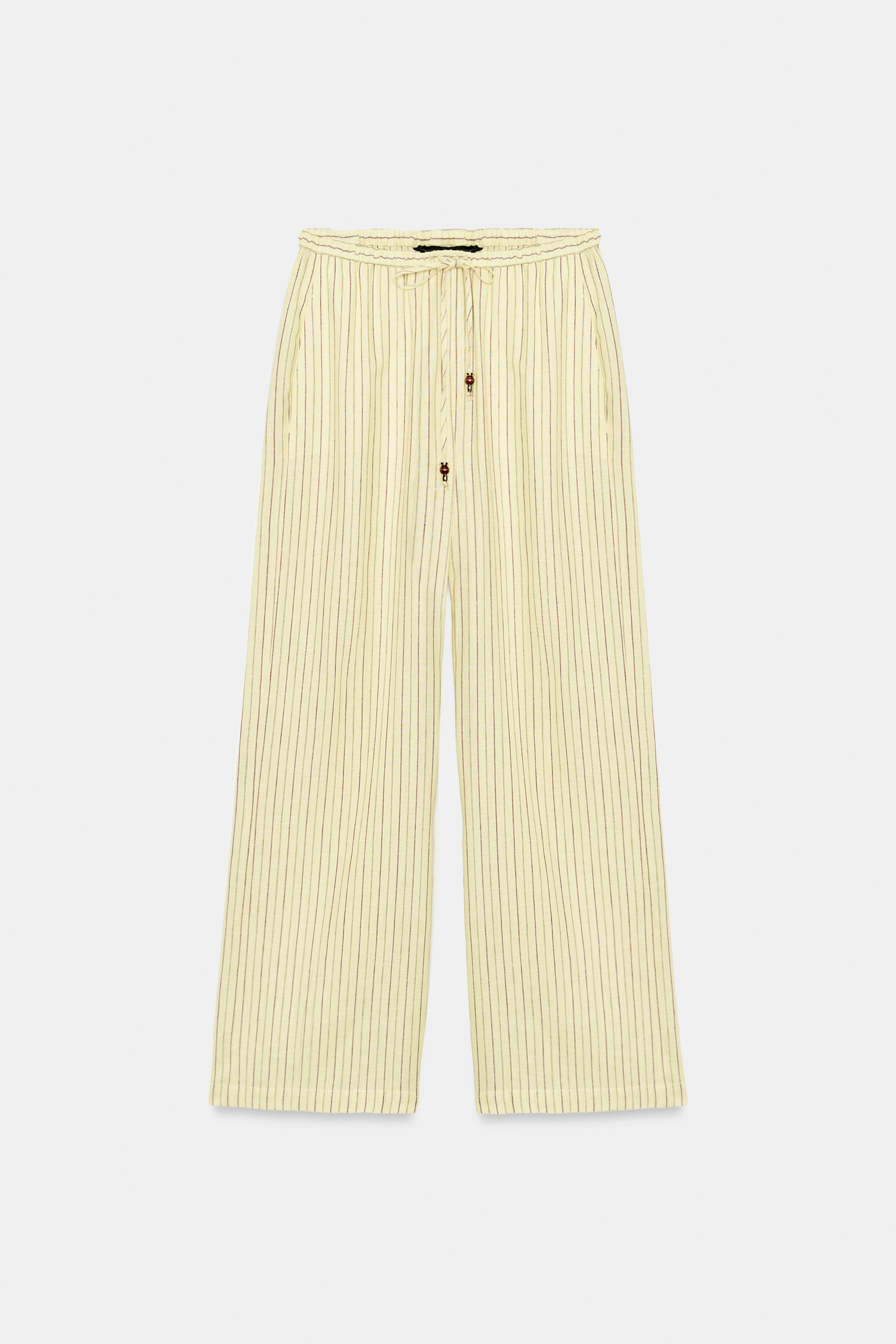 Женские брюки Zara STRIPED LINEN PANTS — фото 6