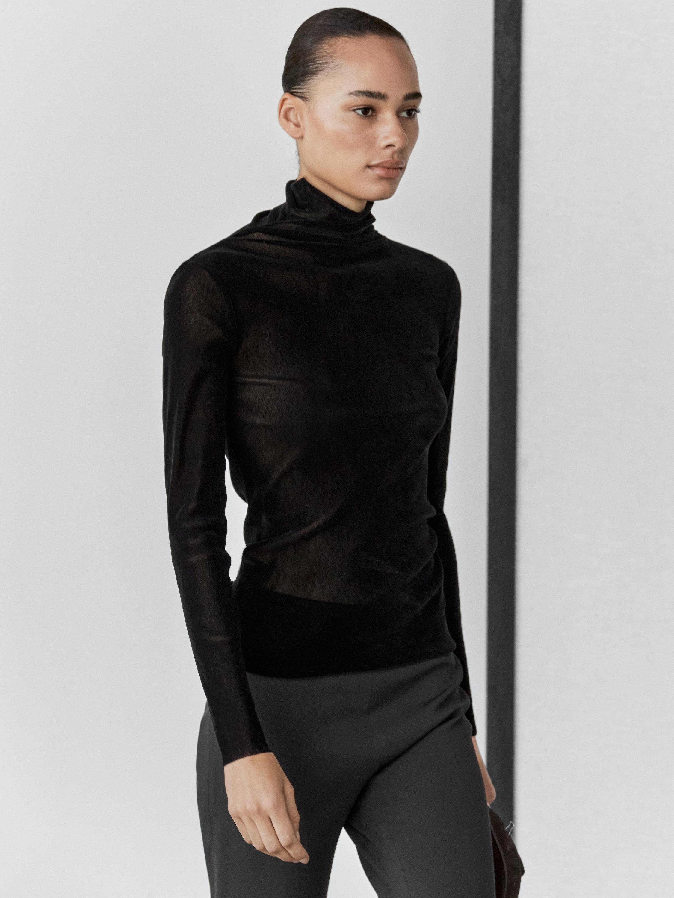 T-shirt manches longues semi-transparent