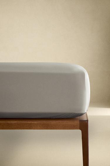 PERCALE FITTED SHEET | 40 CM HIGH (300 THREAD COUNT) - Mid-grey by Zara