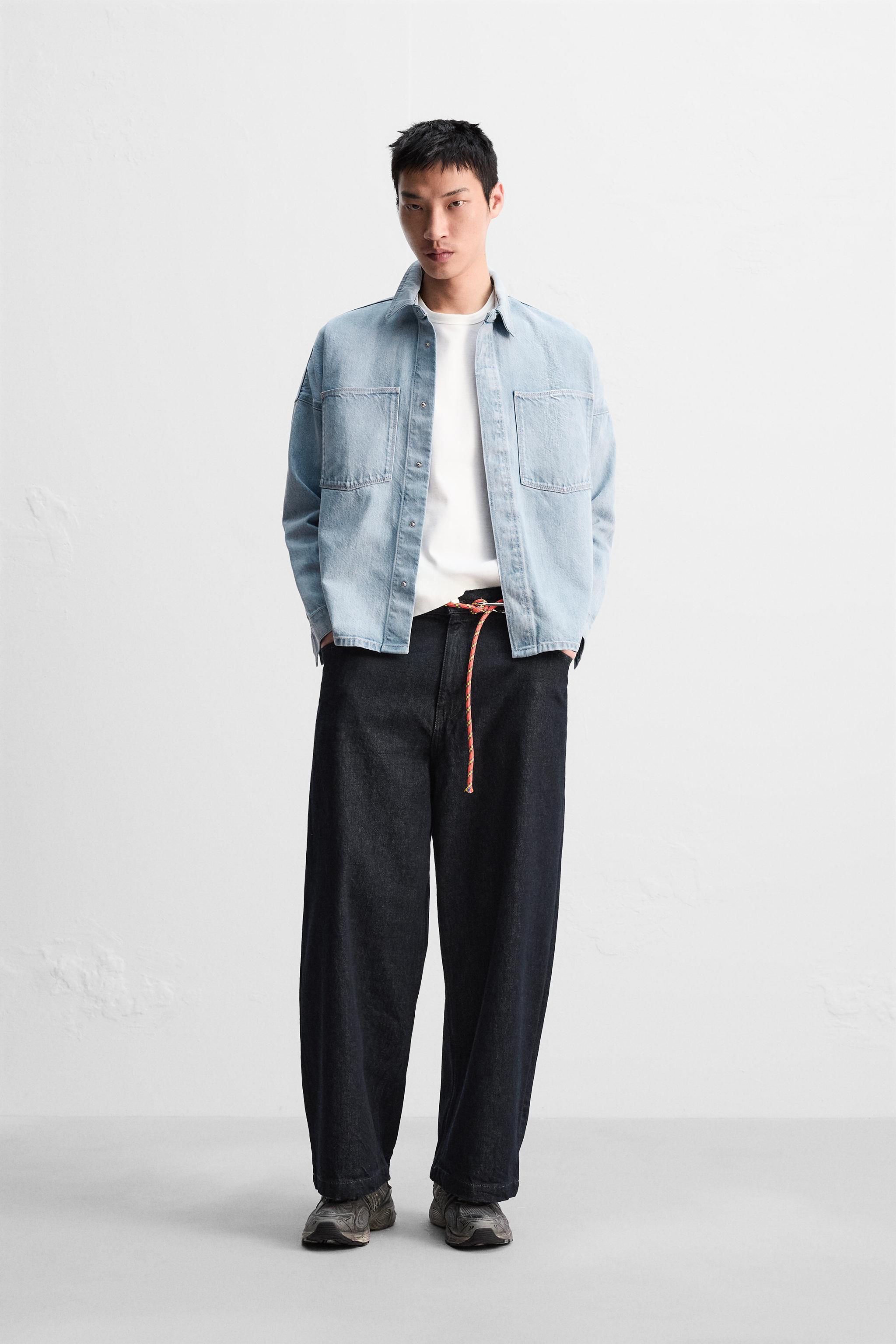 ウォッシュ加工リラックスフィットシャツ - ライトブルー | ZARA