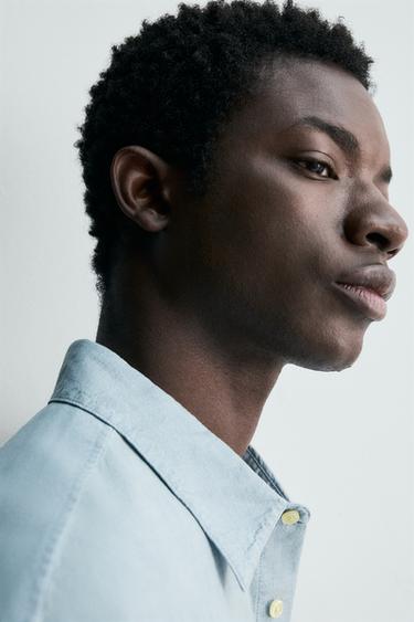 CHAMBRAY SHIRT WITH POCKETS - Light blue by Zara - Image 4