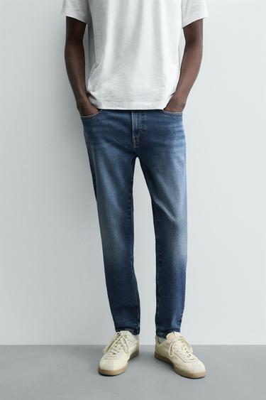 Zara SKINNY CROPPED FIT JEANS - Blue