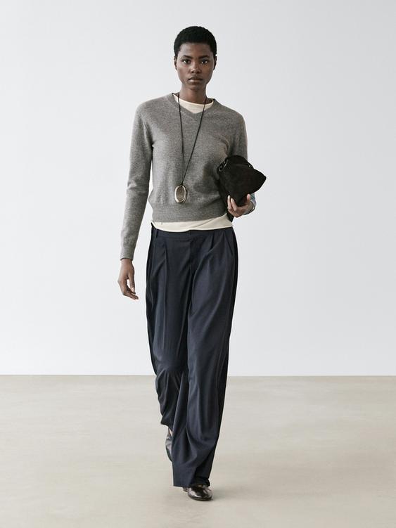 Pleated wool blend trousers from Zara - $220