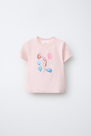 تيشيرت بطبعة - وردي by Zara