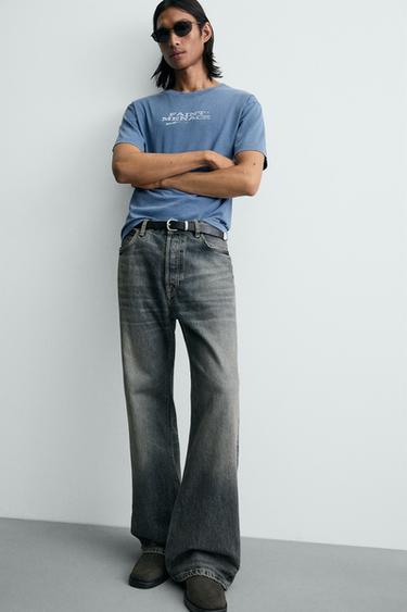 T-SHIRT LAVÉ INSCRIPTIONS - Bleu ciel de Zara - Image 4