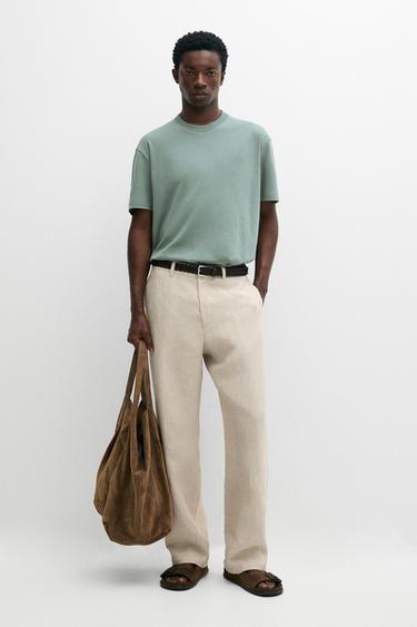 Zara 100% cotton short sleeve T-shirt - Gray green - Image 0