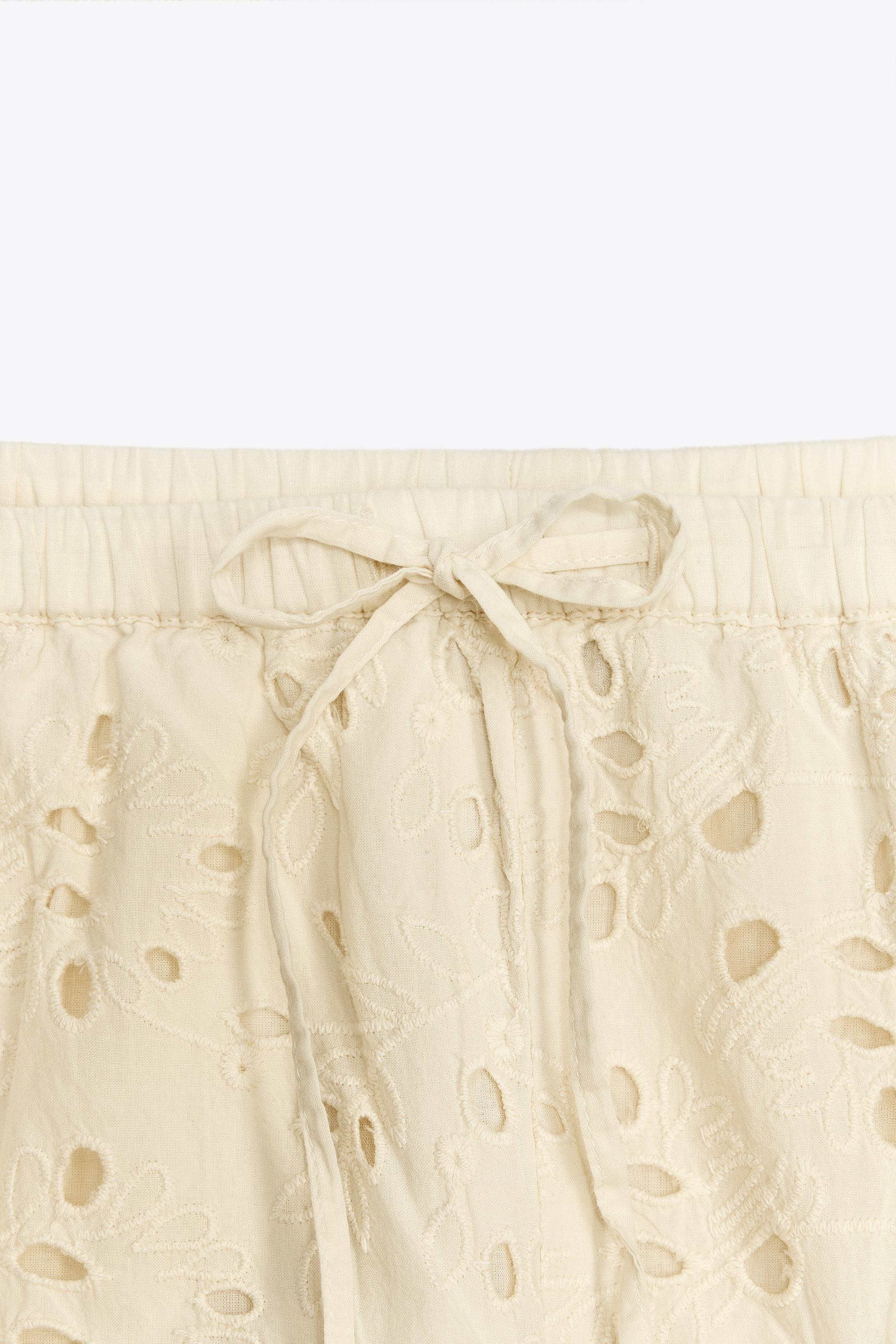 ZW COLLECTION PATCHWORK EMBROIDERED PANTS - Ecru | ZARA ZW COLLECTION PATCHWORK EMBROIDERED PANTS - Ecru | ZARA
