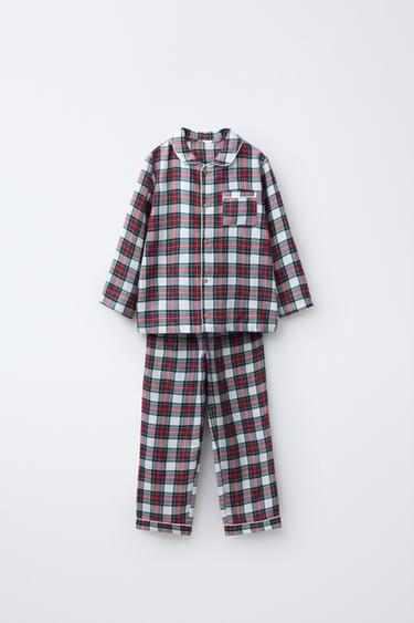 3-6 AÑOS/ PIJAMA CUADROS FRANELA  - Crudo de Zara