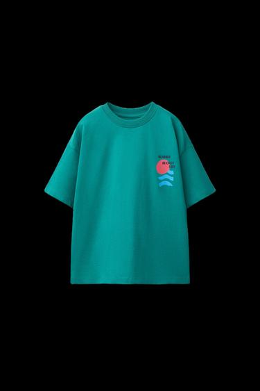 T-SHIRT MIT GRAFIKPRINT - Seegrün von Zara