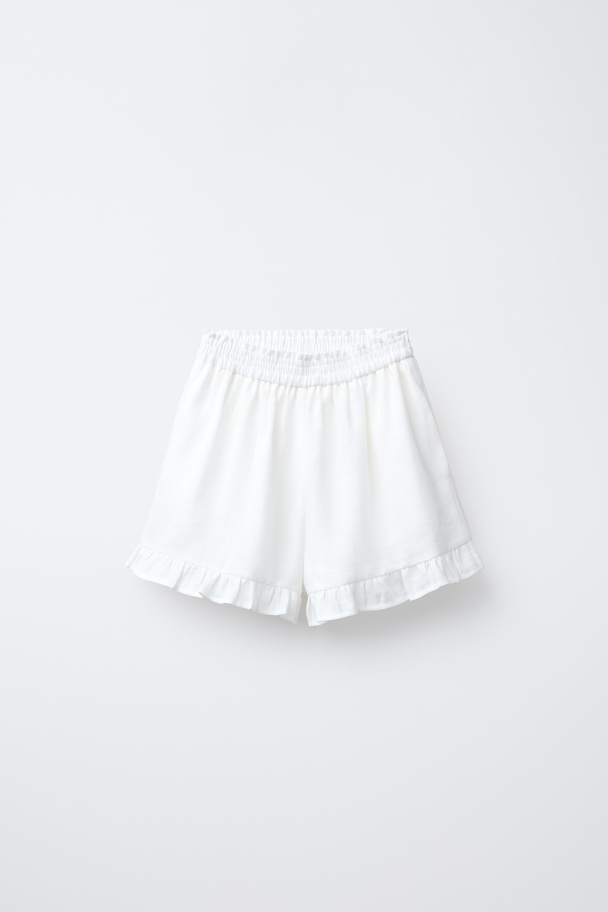 100% LINEN RUFFLED SKORT - Ecru | ZARA United States