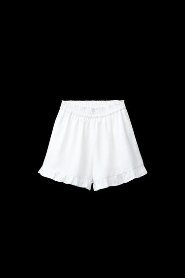 Zara 100% LINEN RUFFLE SKORT - Ecru - Image 0