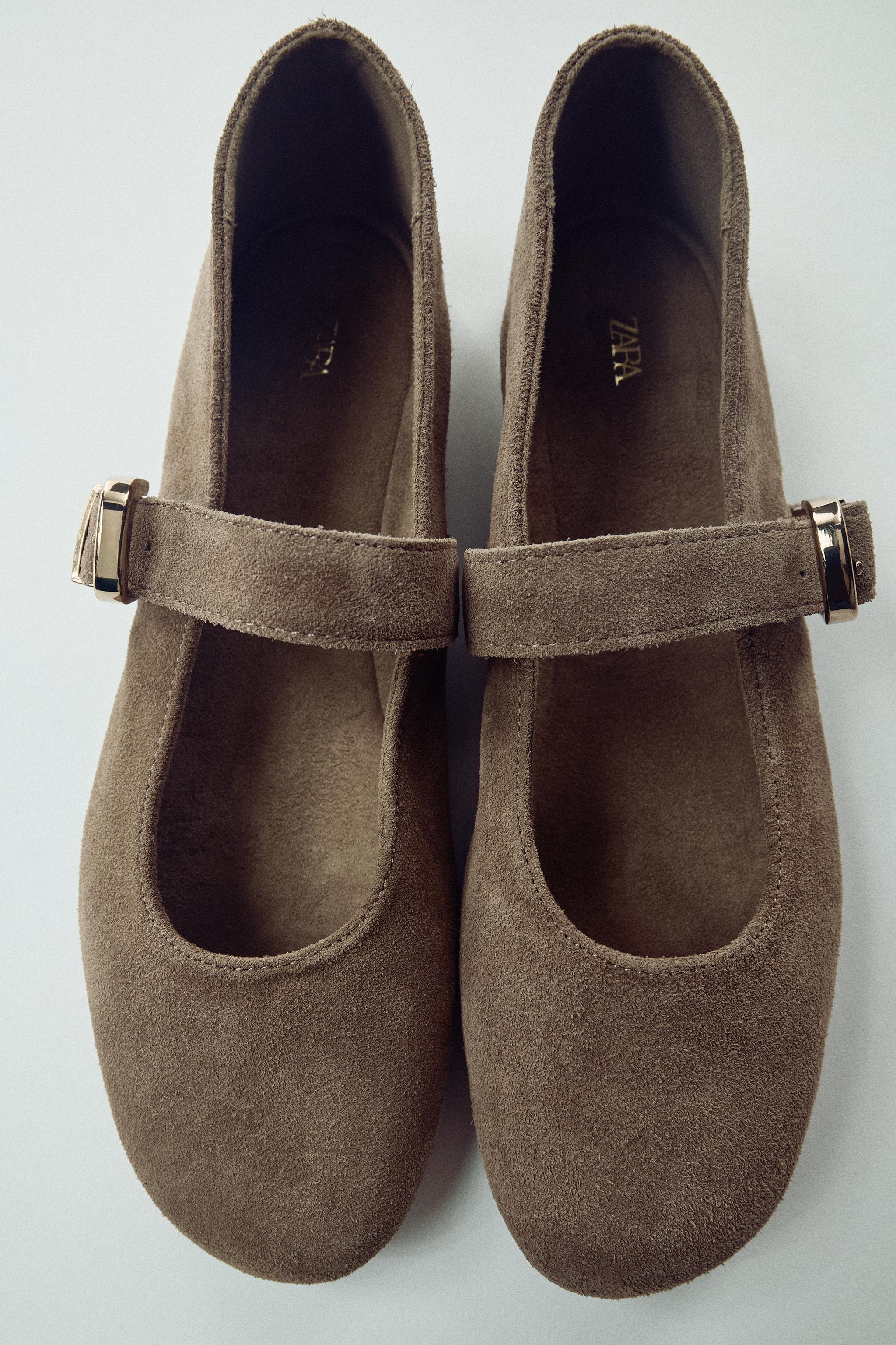 SPLIT SUEDE BALLET FLATS