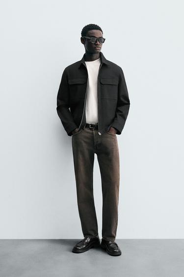 Zara RELAXED FIT POCKET OVERSHIRT - Black