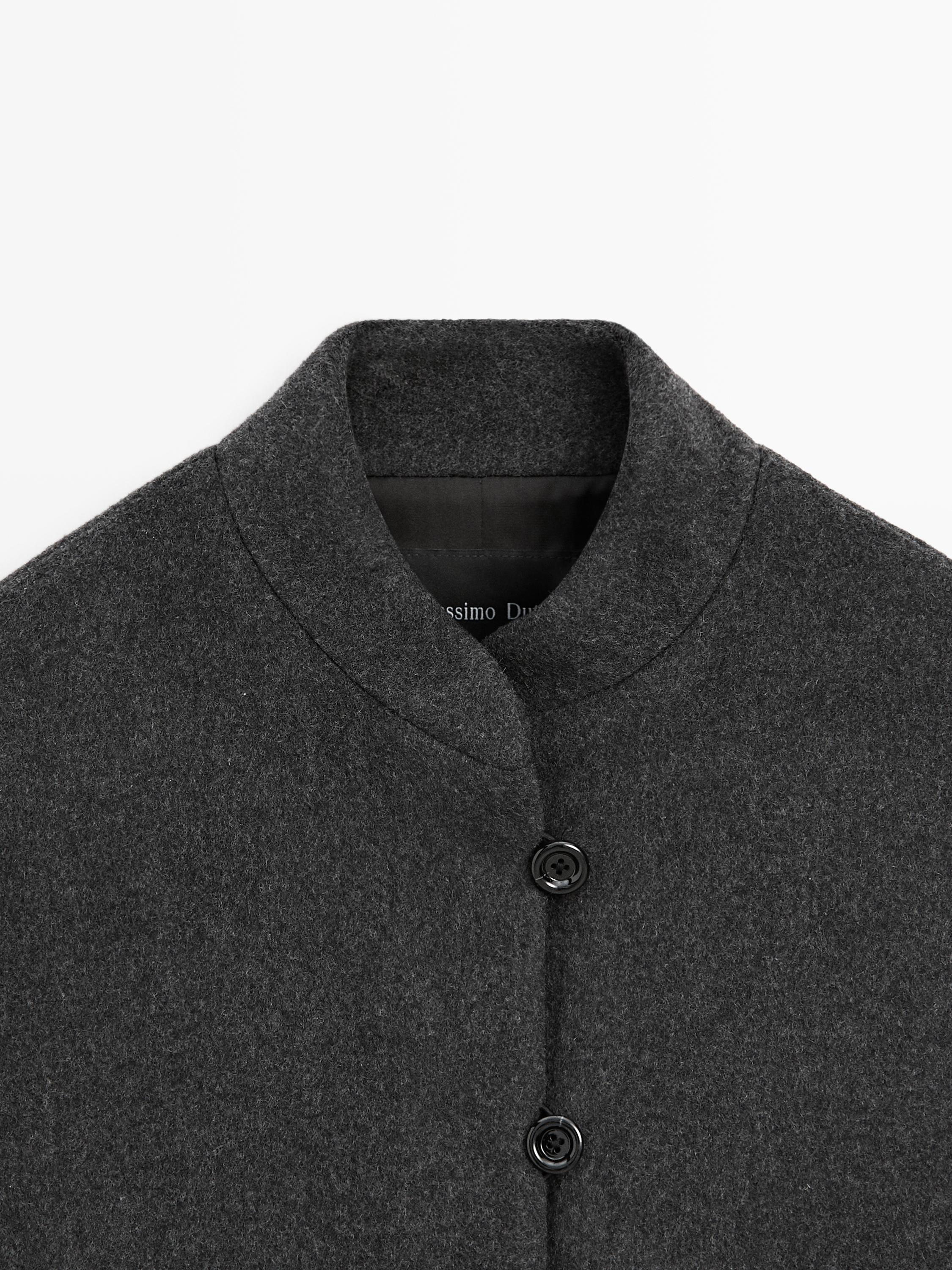 Wool blend jacket with collar detail