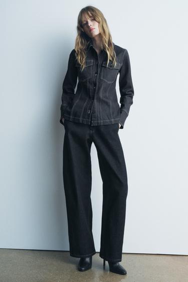 ZW COLLECTION TOPSTITCHED DENIM SHIRT - Blue by Zara - Image 0