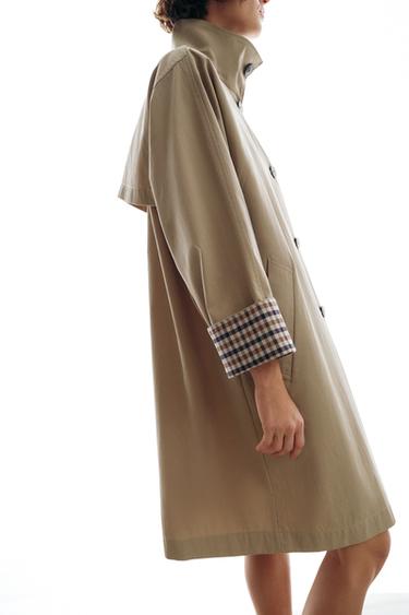 TRENCH OVERSIZE POIGNETS À CARREAUX - Marron clair de Zara - Image 3