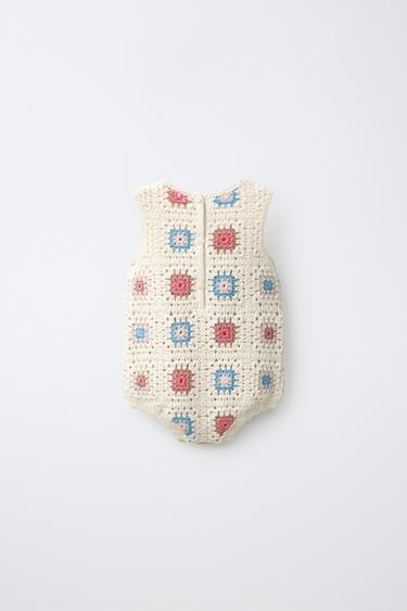 GEOMETRIC KNIT ROMPER — Ecru 2