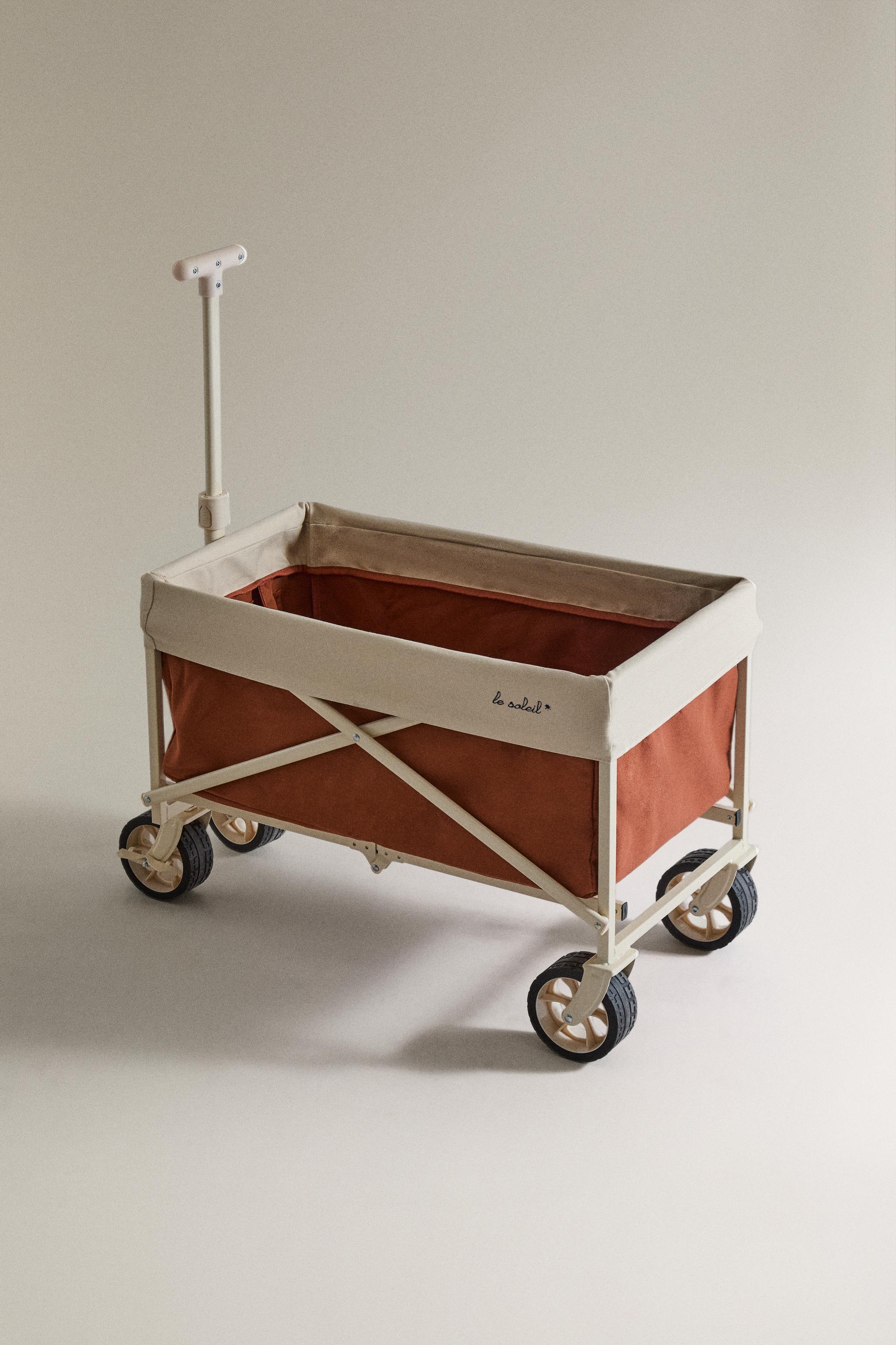 FOLDING COTTON BEACH TROLLEY — Brick