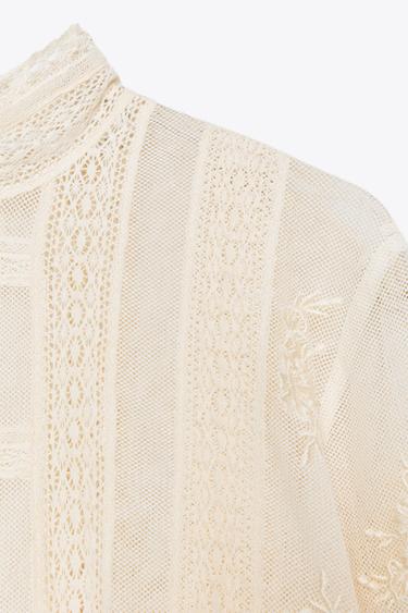 ZW COLLECTION ROMANTIC LACE BLOUSE - Ecru by Zara - Image 6