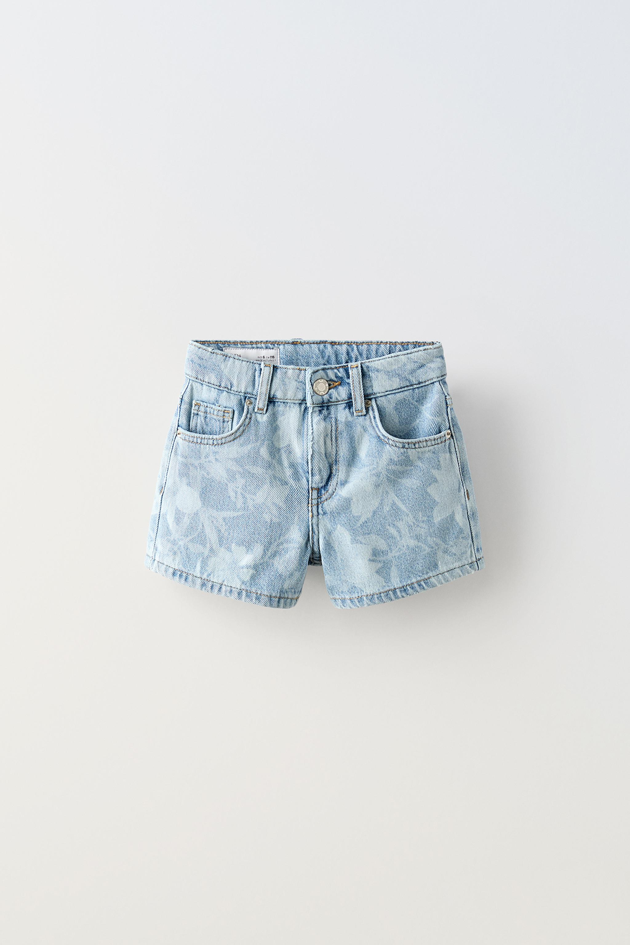 FLORAL DENIM SHORTS Blue ZARA United States