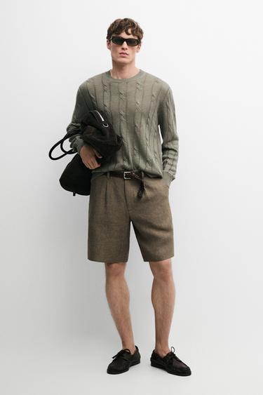 Zara 100% linen darted Bermuda shorts - 598 - Image 0