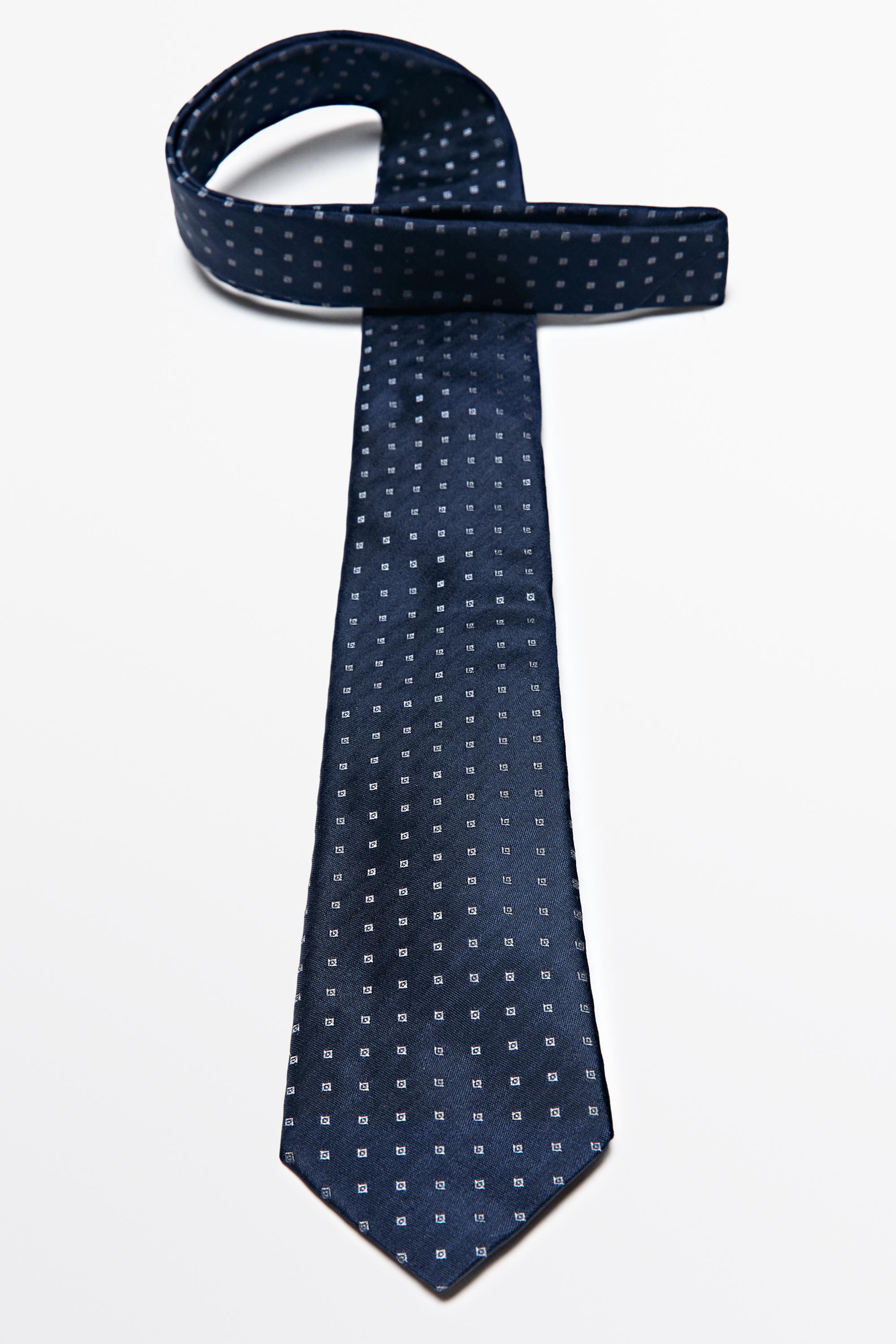 100% silk geometric print tie
