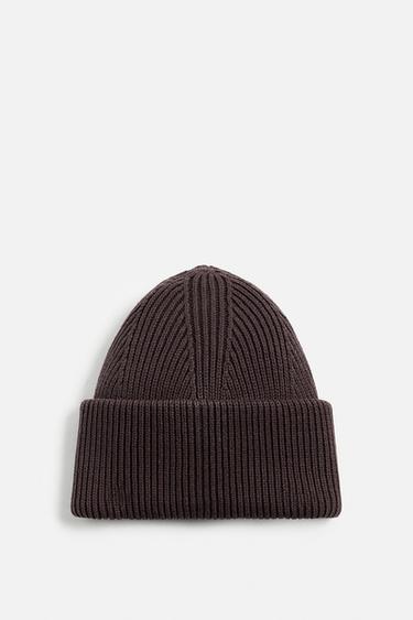 TURN-UP KNIT BEANIE - Brown marl by Zara - Image 0