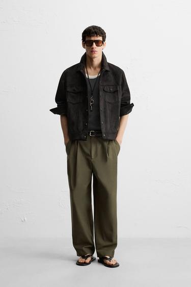 FAUX SUEDE REGULAR FIT JACKET - Black by Zara