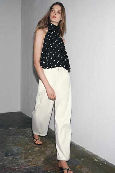 PANTALÓN BALLOON ZW COLLECTION - Blanco roto de Zara
