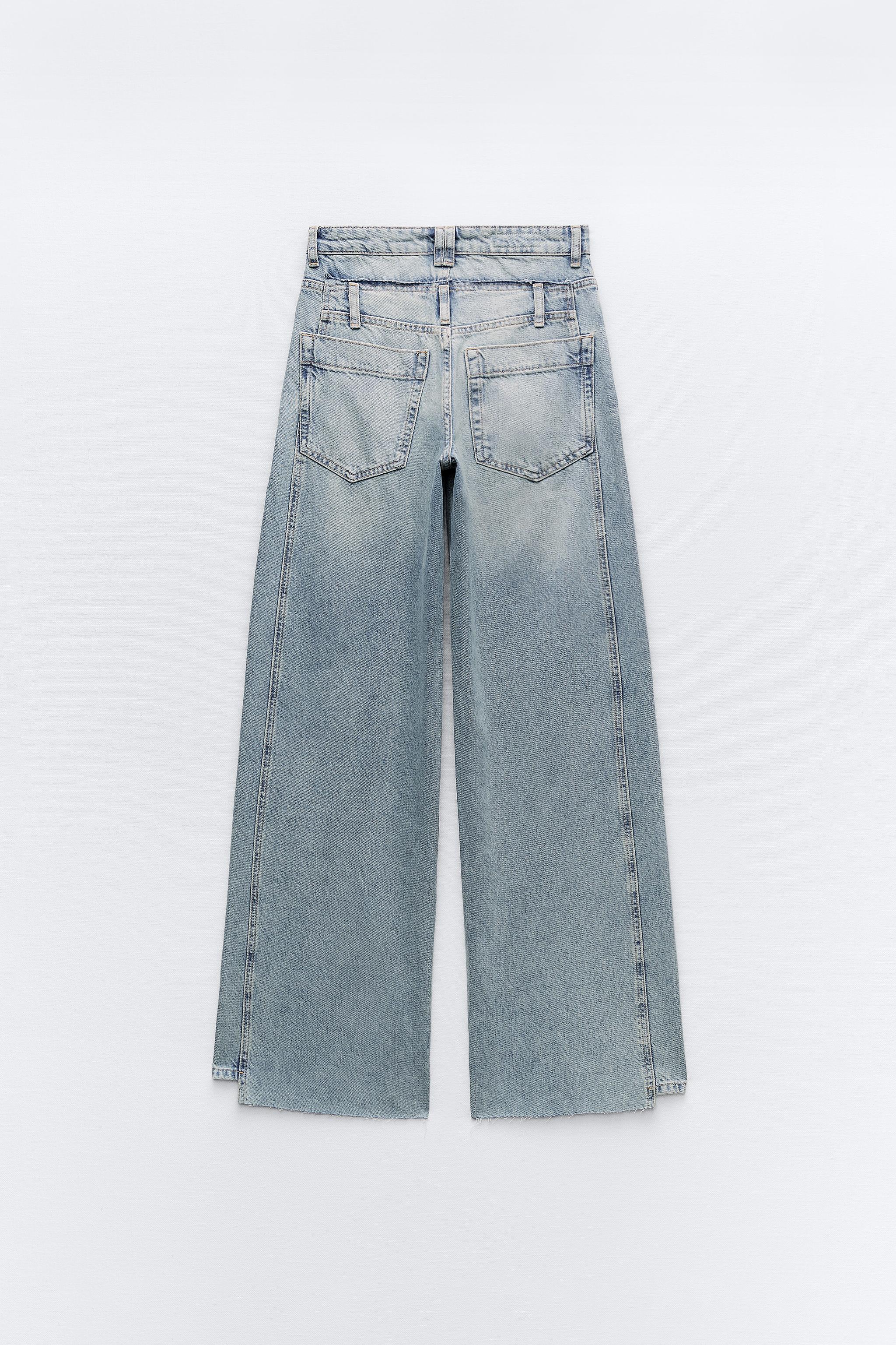 DECONSTRUCTED TRF WIDE LEG JEANS WITH A MID WAIST