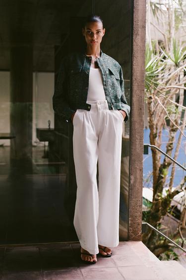 BLOUSON STRUCTURÉ FIL MÉTALLISÉ - Noir / Vert de Zara - Image 1